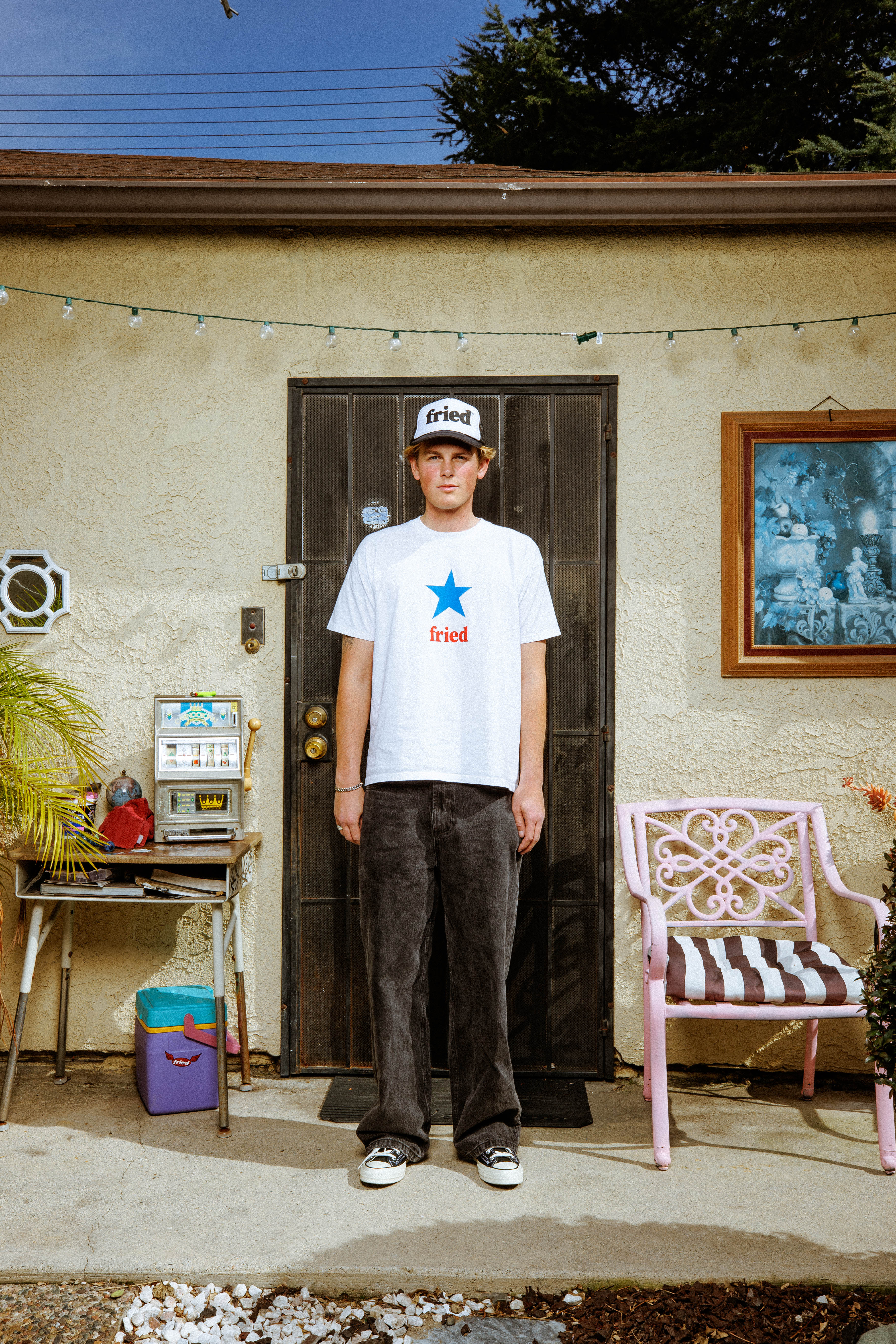 fried staple foam trucker hat